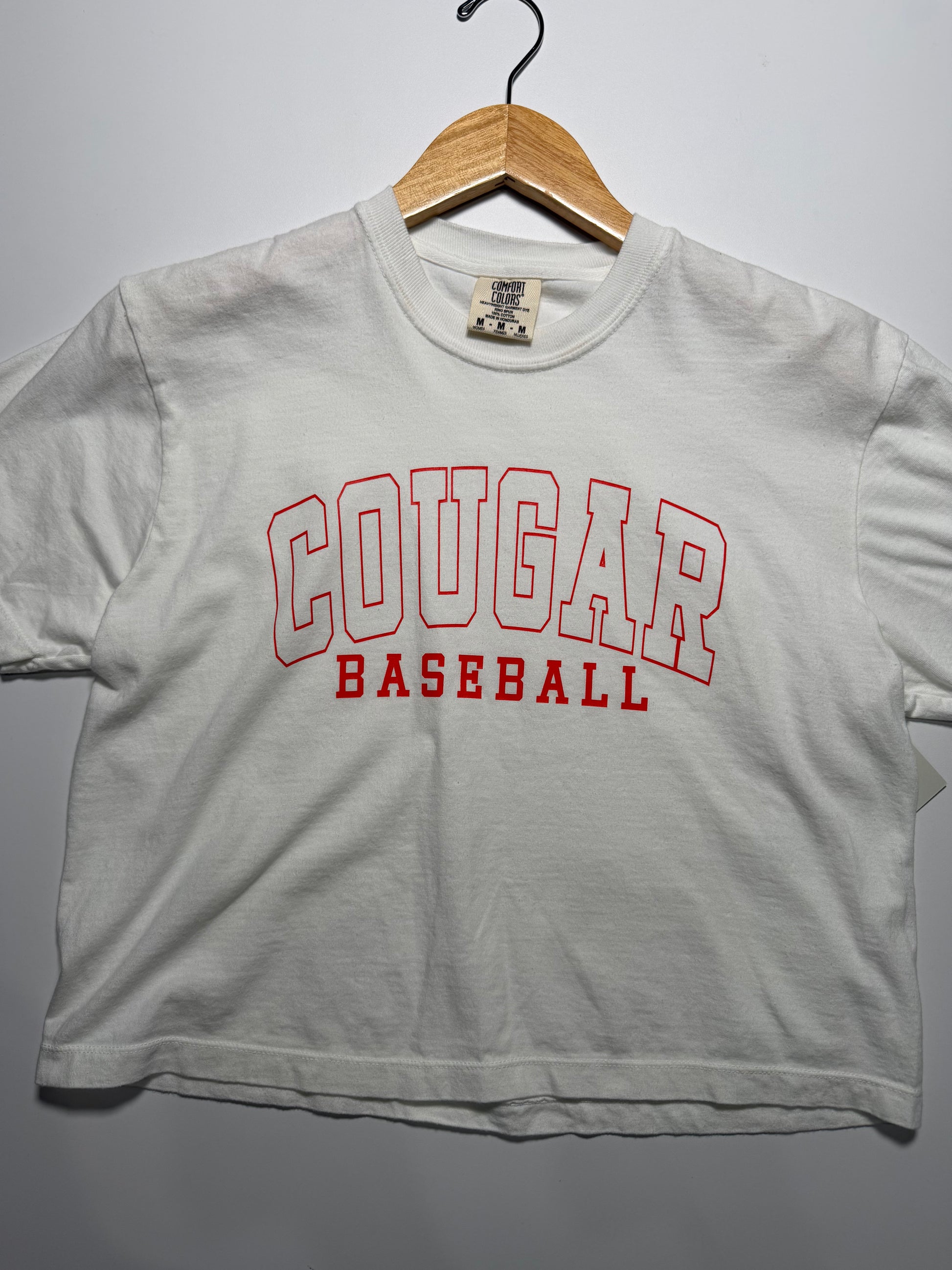 Van Wert Large Font Cougar Baseball Cropped T-Shirt