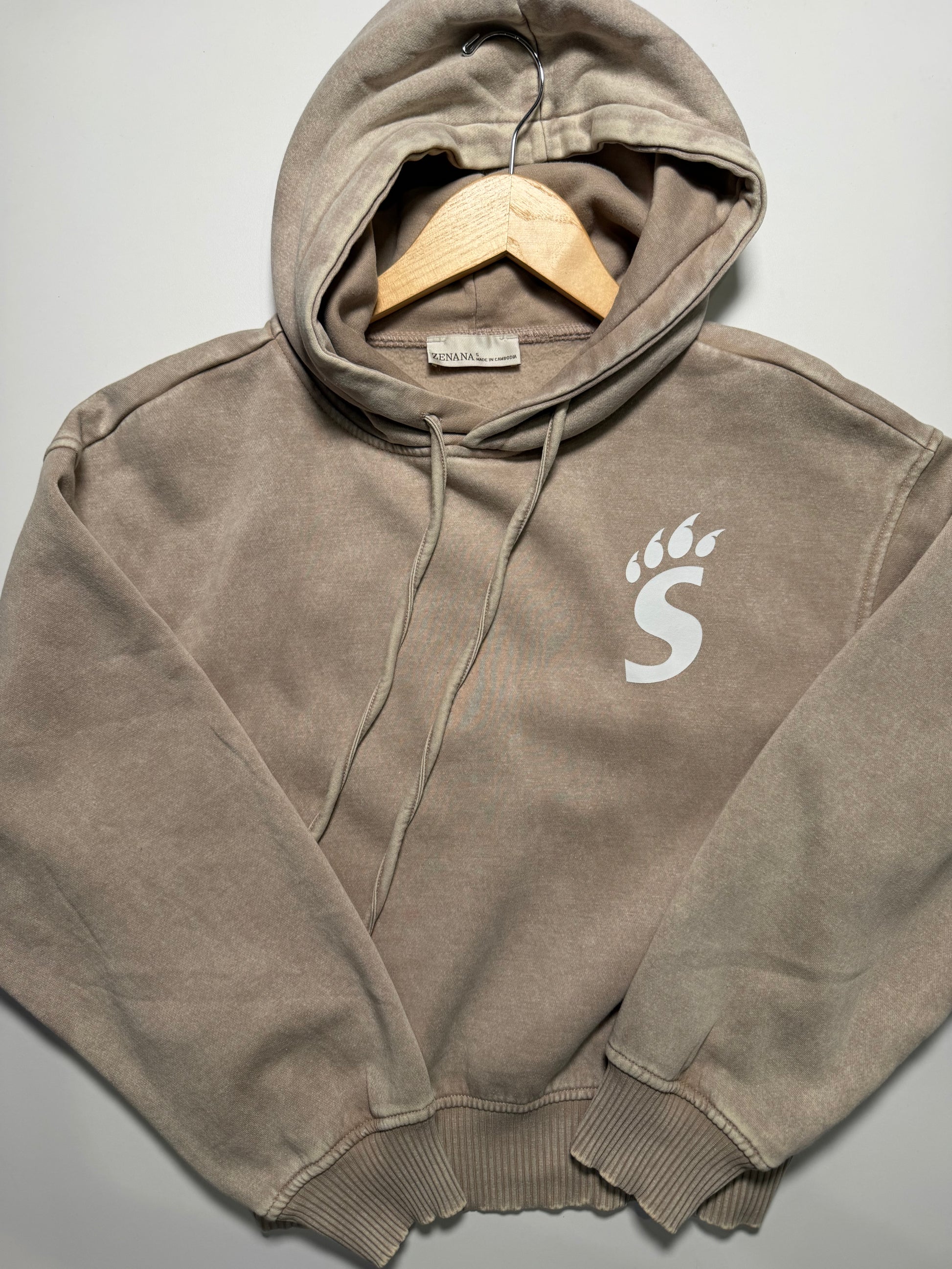 Spencerville Neutral Distressed Crop Hoodie