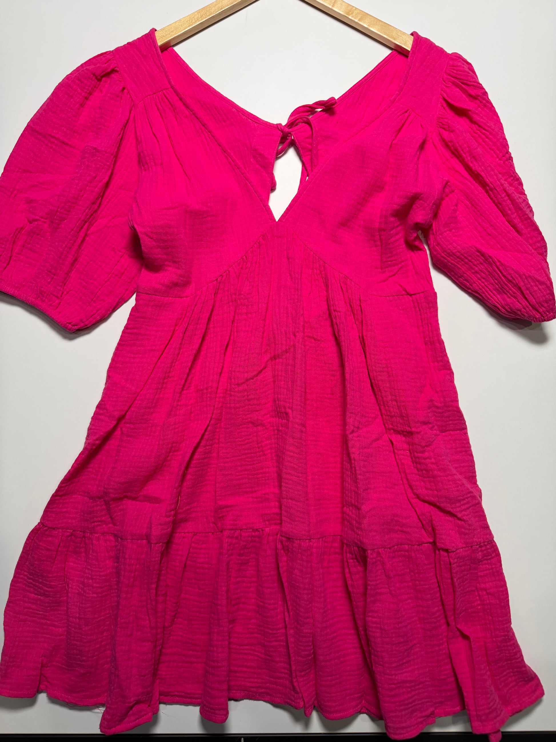 Pink Short V Neck Dress