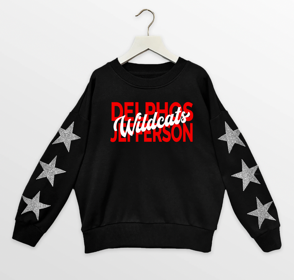 PREORDER Gameday Couture Rhinestone Sleeve Sweatshirt Black