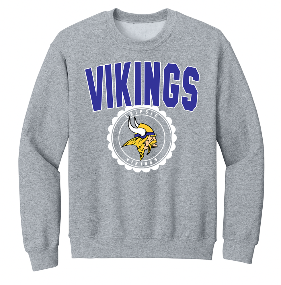 Leipsic Vikings Vintage Circle Toddler/Youth/Adult Crewneck
