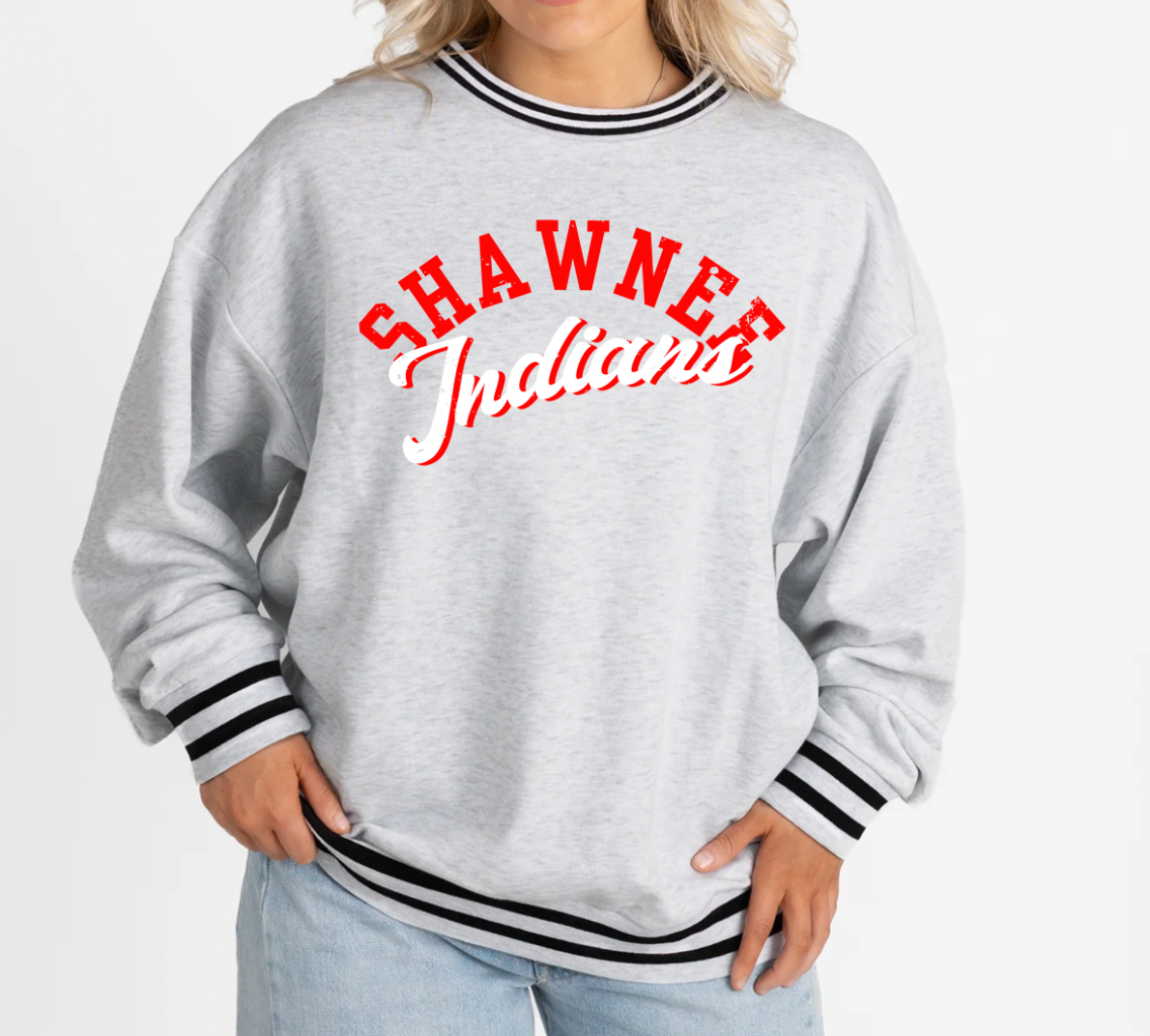 PREORDER Gameday Couture Vintage Striped Cuff Fleece Sweatshirt