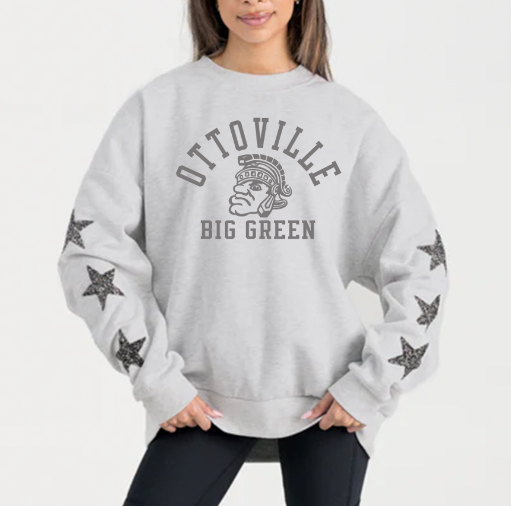 PREORDER Gameday Couture Rhinestone Sleeve Sweatshirt Gray