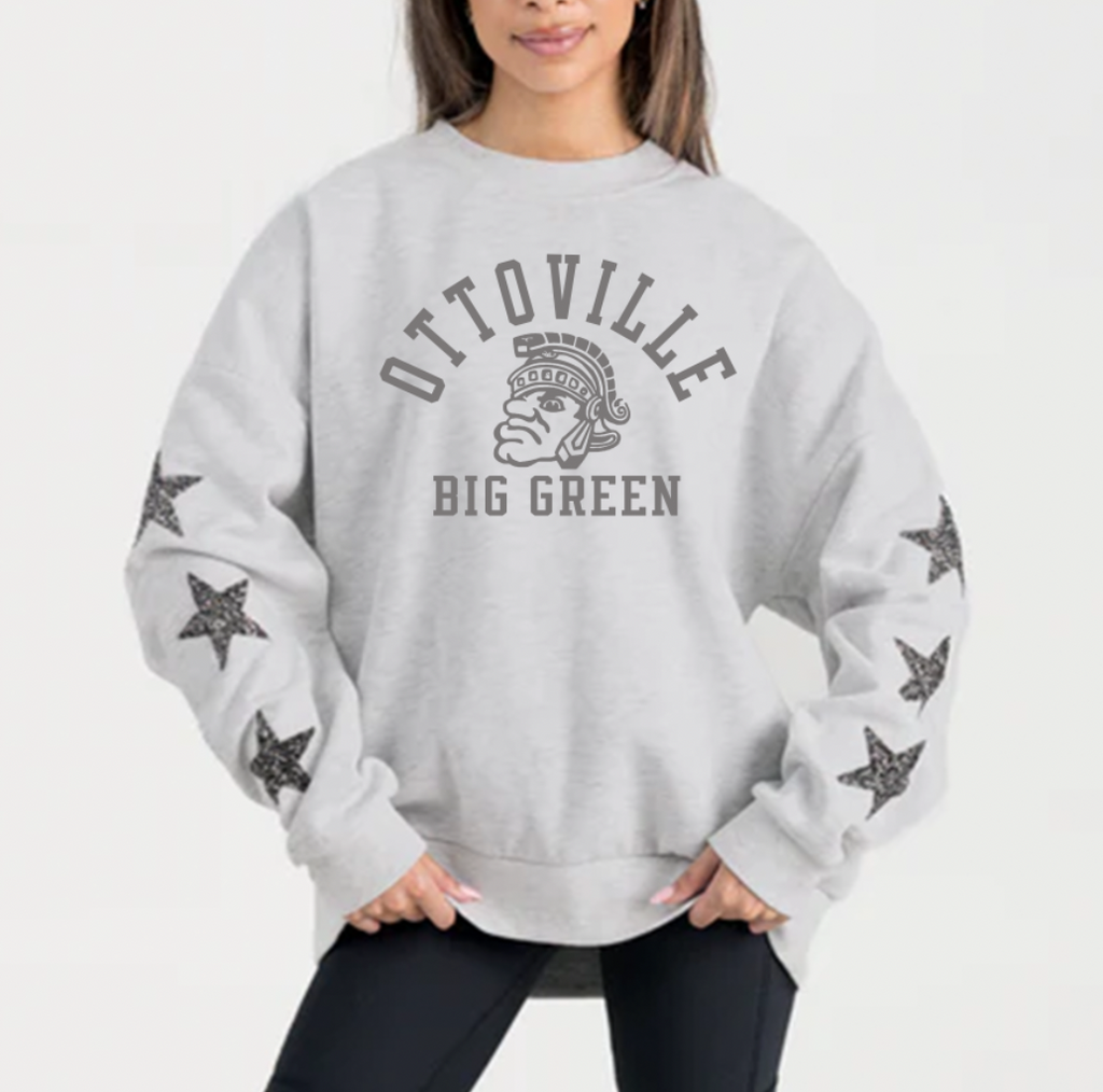 Gameday Couture Rhinestone Sleeve Sweatshirt Gray
