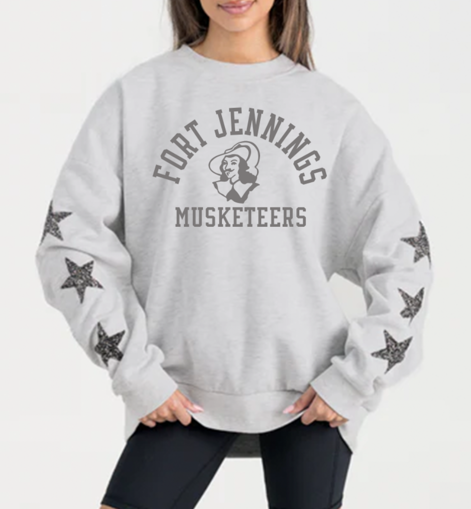 Gameday Couture Rhinestone Sleeve Sweatshirt Gray