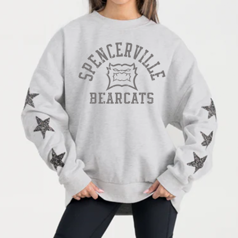 Gameday Couture Rhinestone Sleeve Sweatshirt Gray