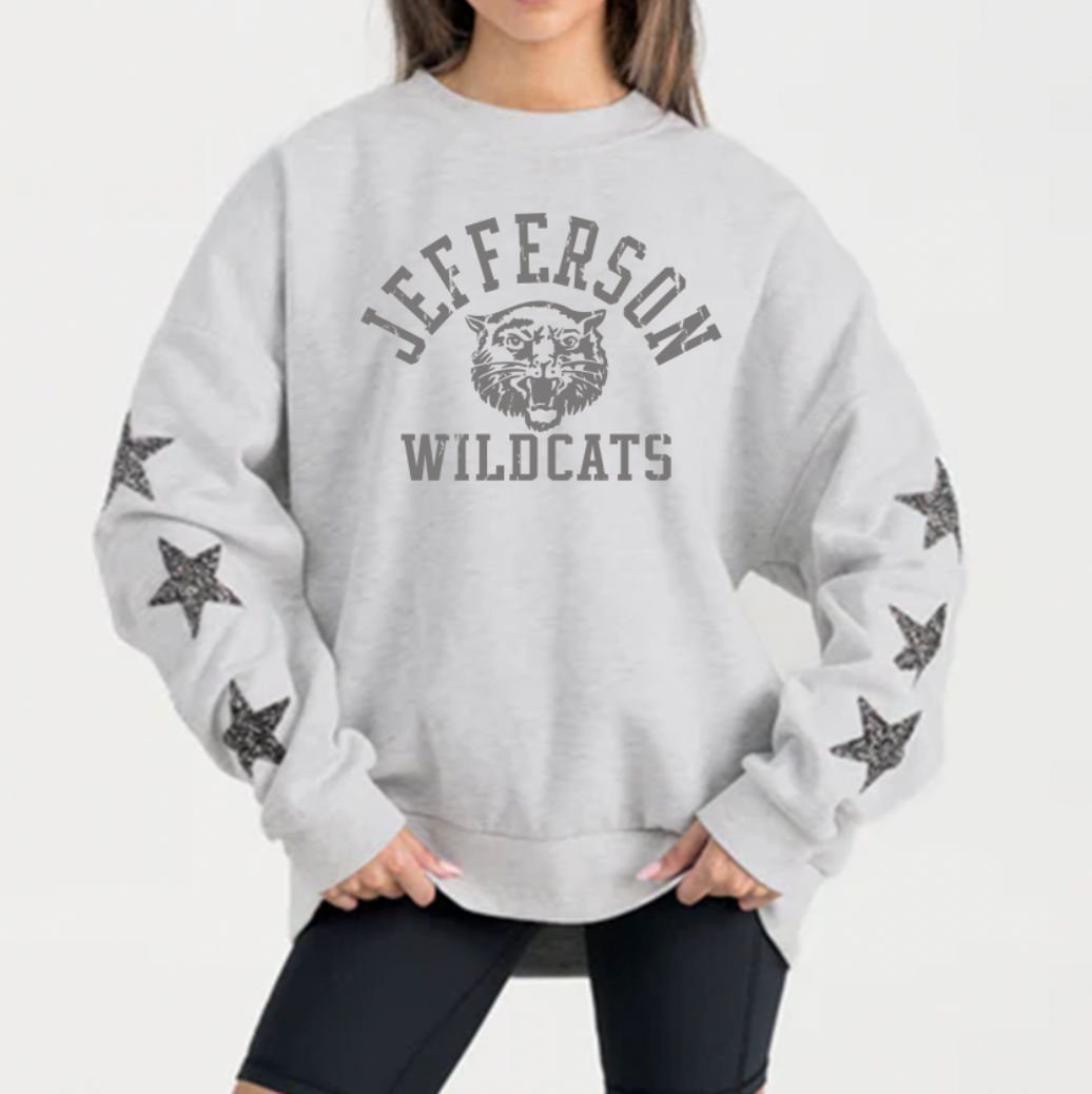 PREORDER Gameday Couture Rhinestone Sleeve Sweatshirt Gray