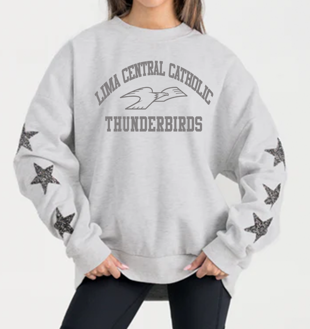 PREORDER Gameday Couture Rhinestone Sleeve Sweatshirt Gray