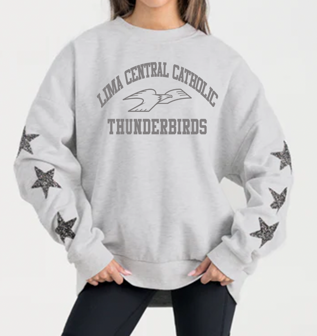 Gameday Couture Rhinestone Sleeve Sweatshirt Gray
