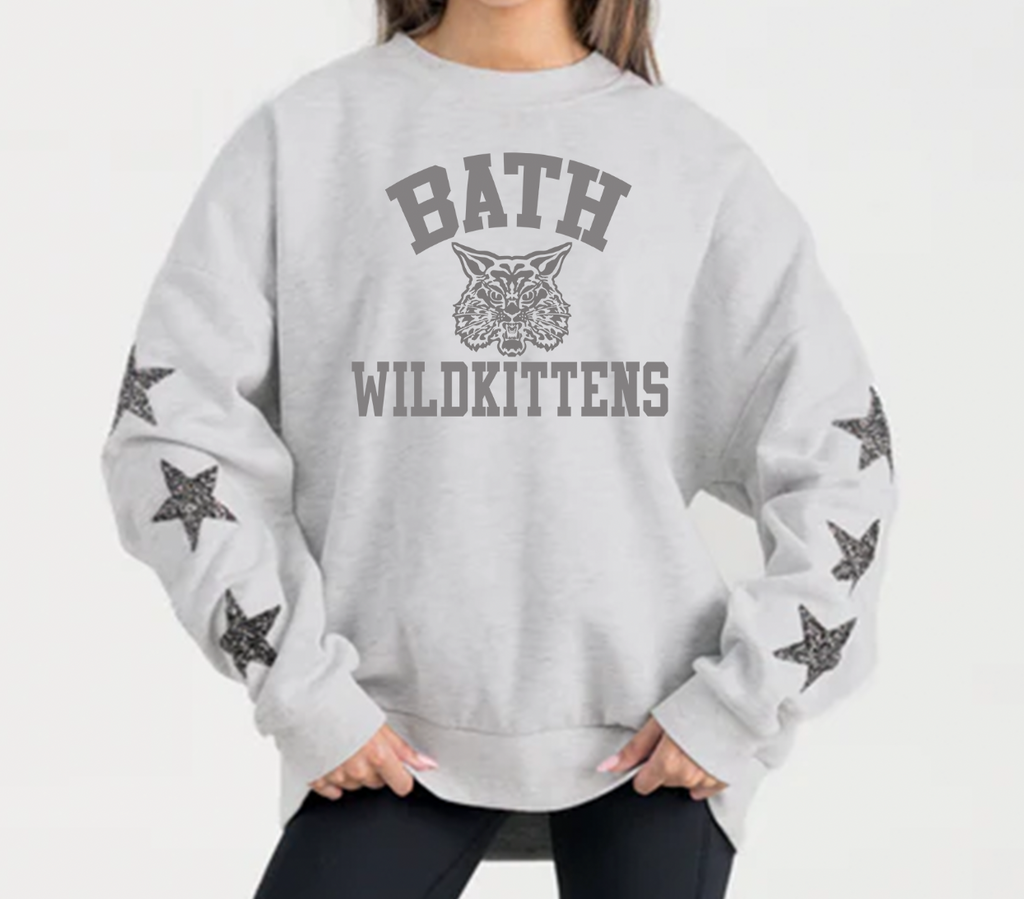 Gameday Couture Rhinestone Sleeve Sweatshirt Gray