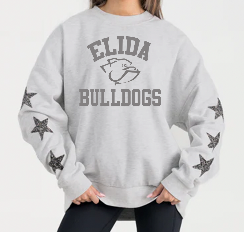 Gameday Couture Rhinestone Sleeve Sweatshirt Gray