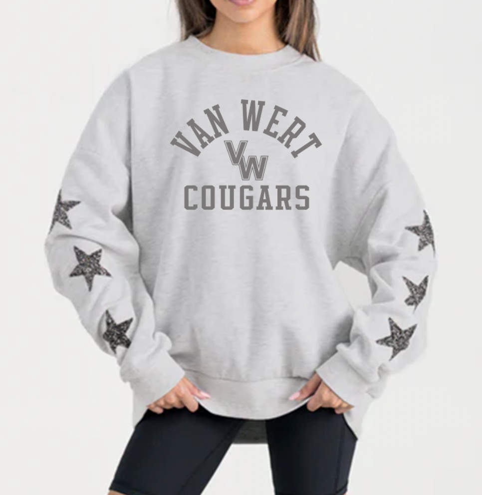 Gameday Couture Rhinestone Sleeve Sweatshirt Gray