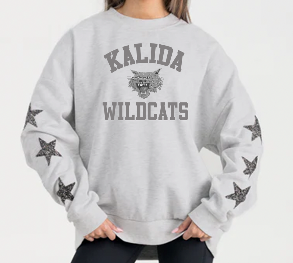Gameday Couture Rhinestone Sleeve Sweatshirt Gray