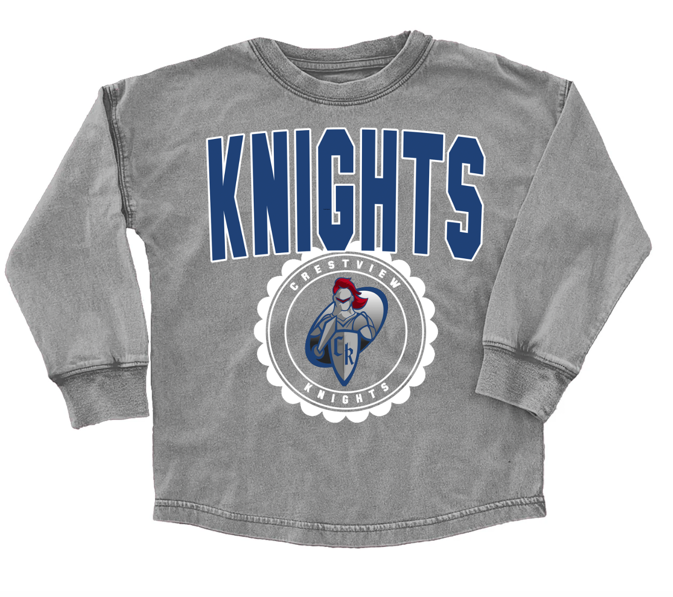 Youth / Adult School Faded Oversized Long Sleeve Washed T-Shirt