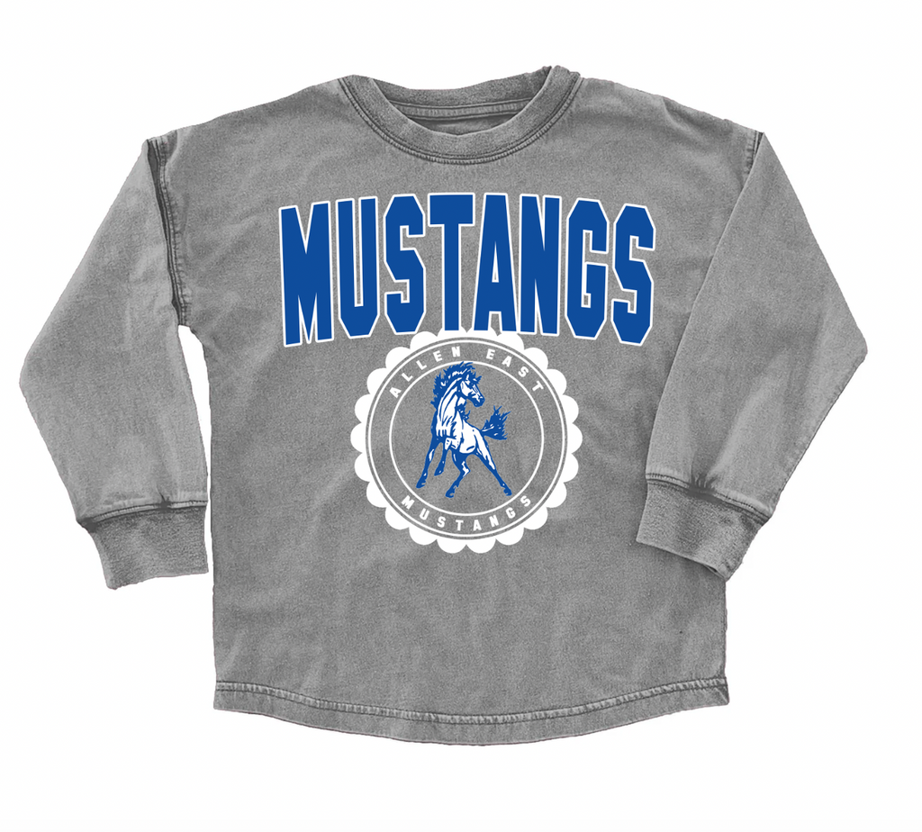 Youth / Adult School Faded Oversized Long Sleeve Washed T-Shirt FINAL SALE