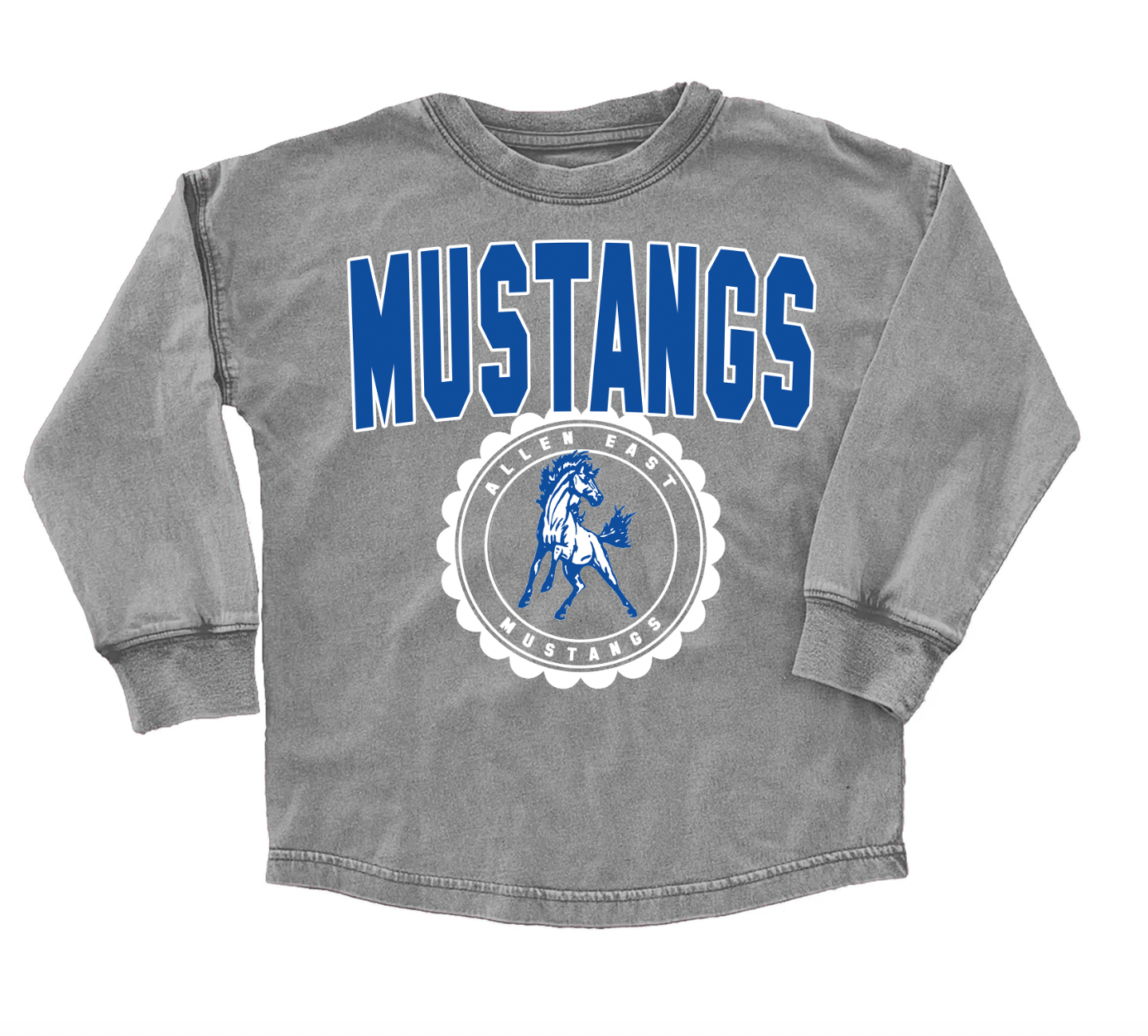 Youth / Adult School Faded Oversized Long Sleeve Washed T-Shirt