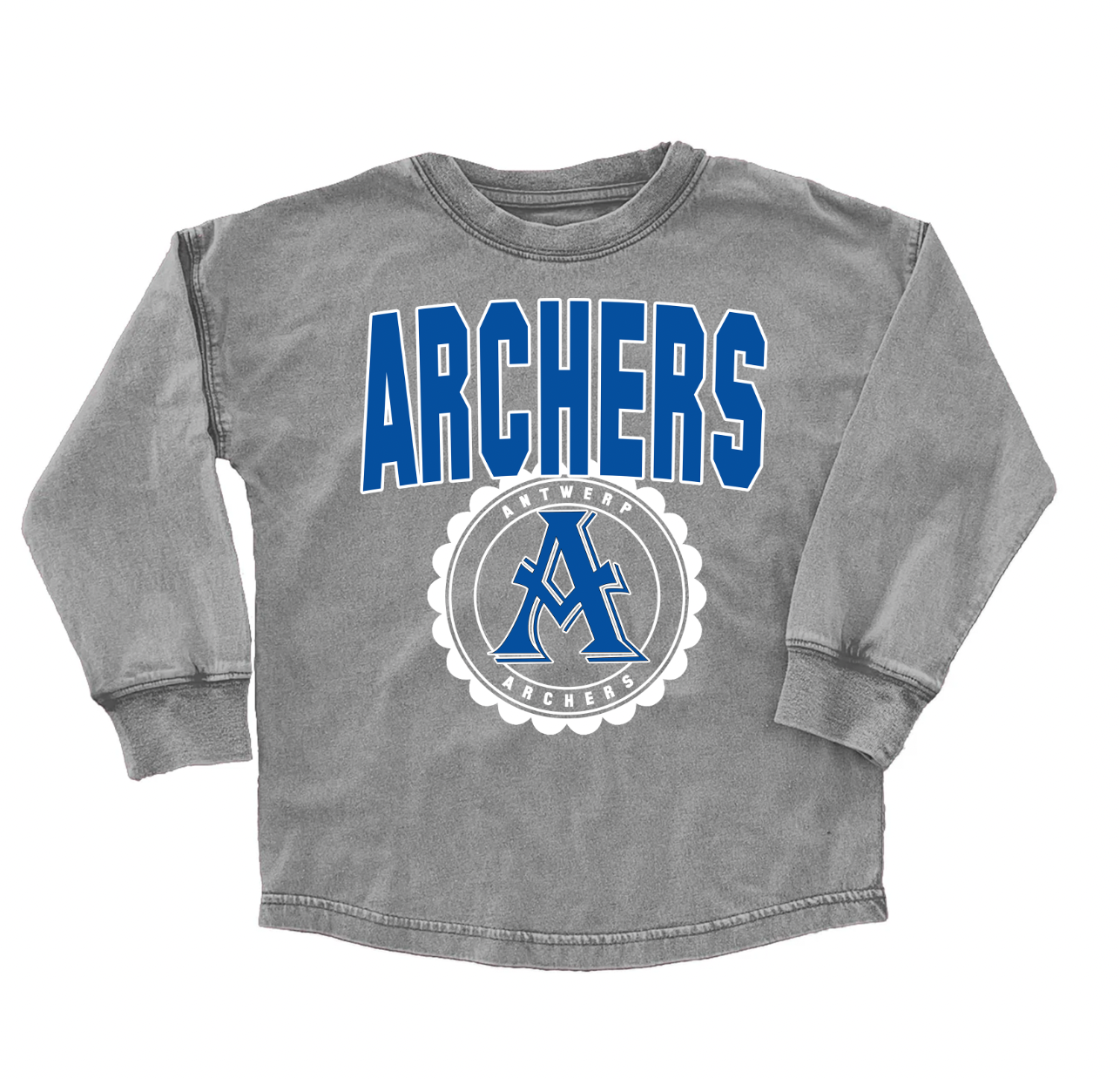 Youth / Adult School Faded Oversized Long Sleeve Washed T-Shirt