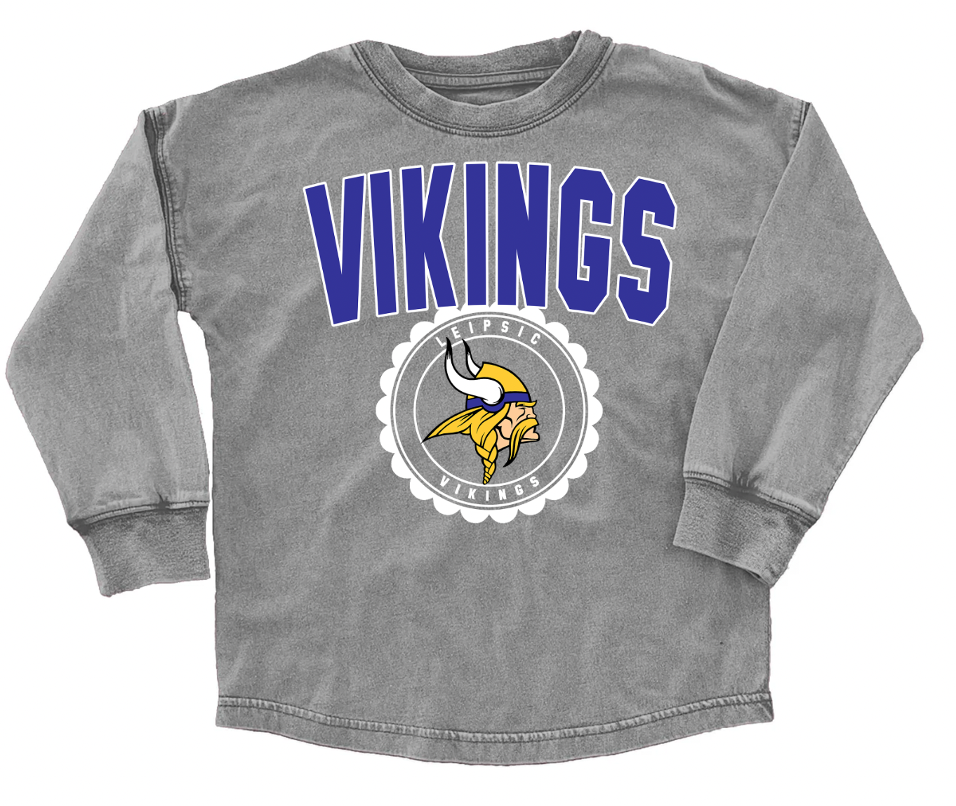 Youth / Adult School Faded Oversized Long Sleeve Washed T-Shirt