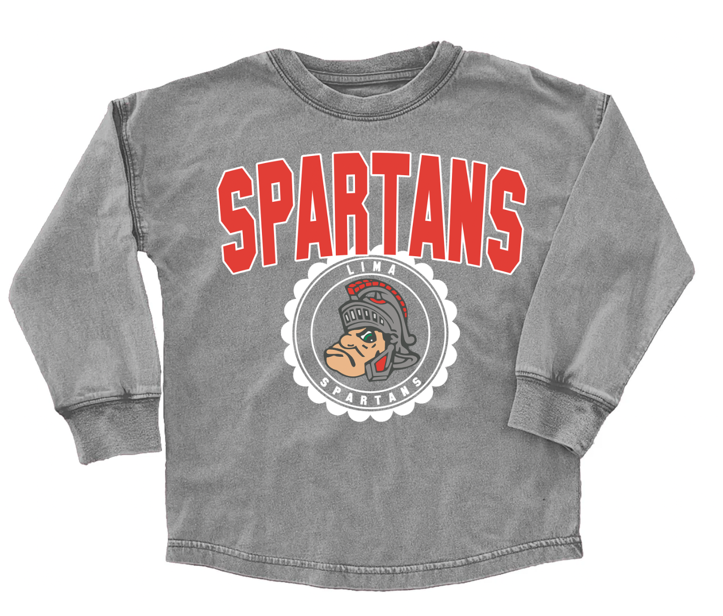 Youth / Adult School Faded Oversized Long Sleeve Washed T-Shirt