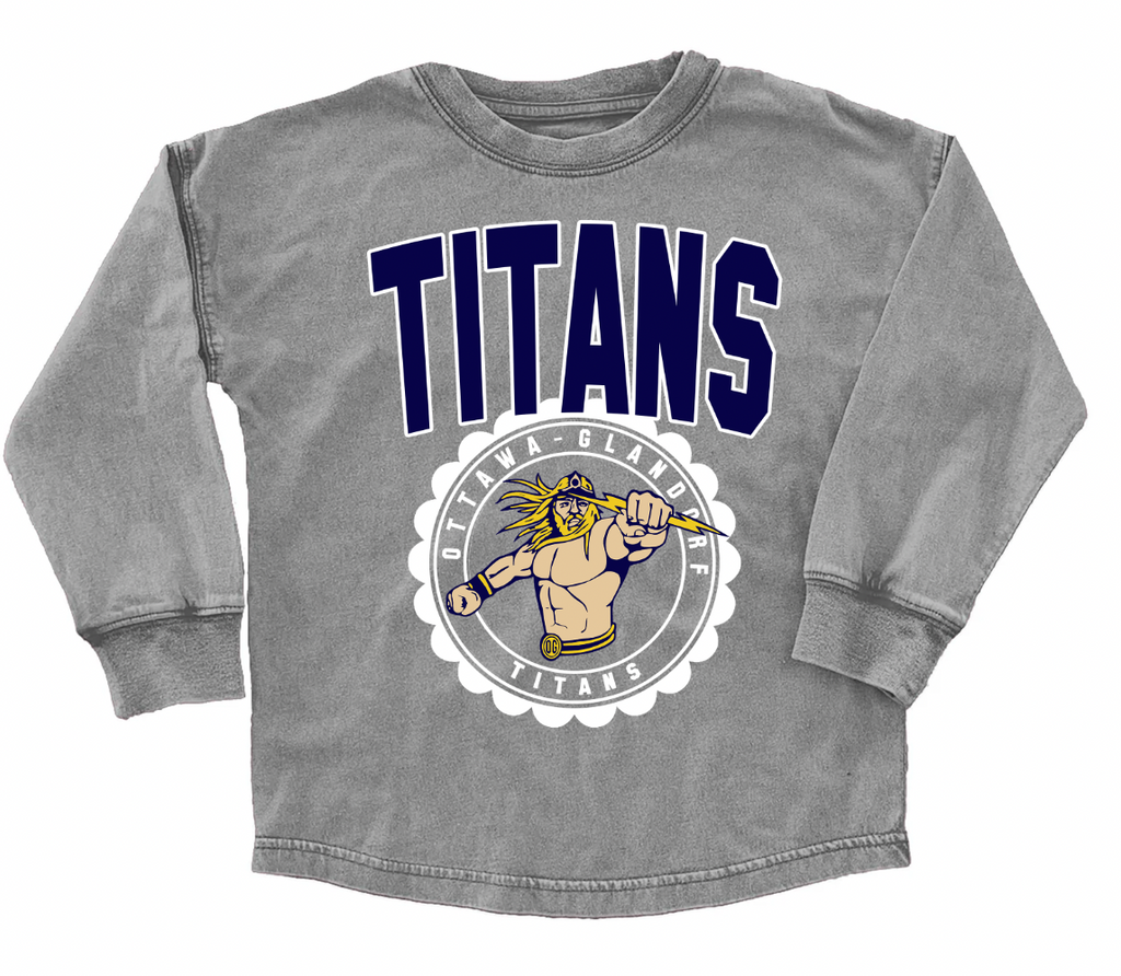 Youth / Adult School Faded Oversized Long Sleeve Washed T-Shirt FINAL SALE