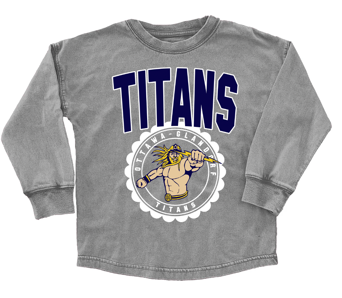 Youth / Adult School Faded Oversized Long Sleeve Washed T-Shirt