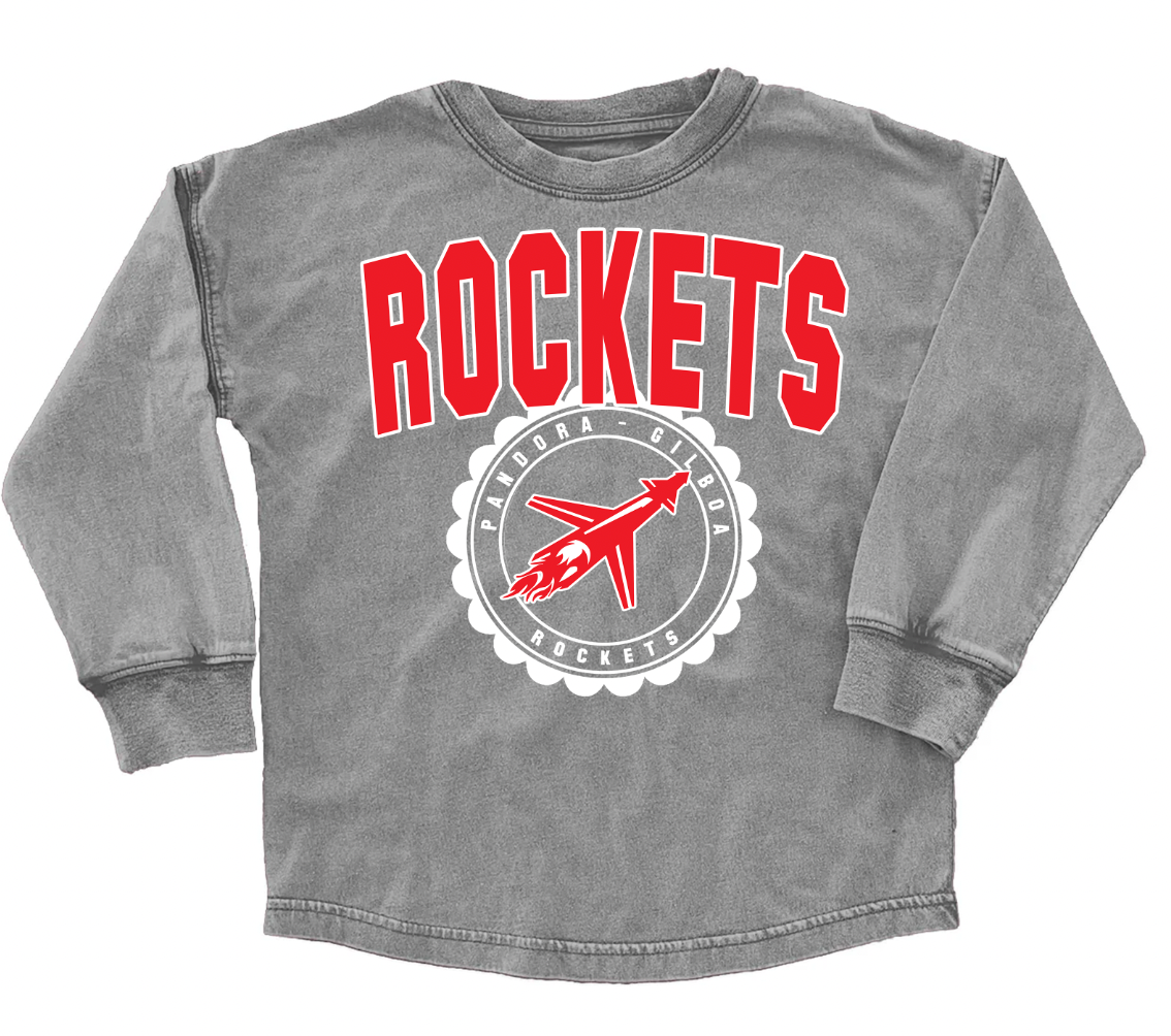 Youth / Adult School Faded Oversized Long Sleeve Washed T-Shirt