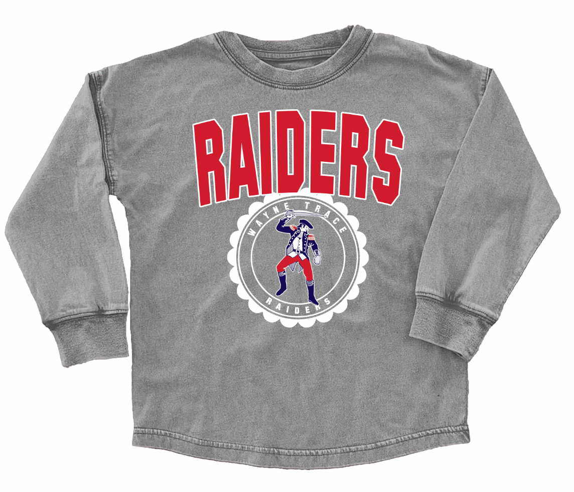 Youth / Adult School Faded Oversized Long Sleeve Washed T-Shirt