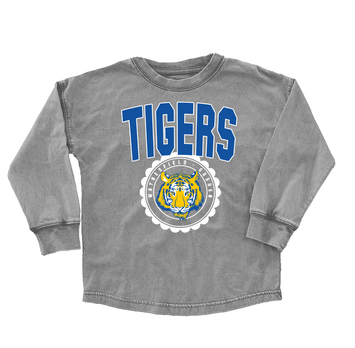 Youth / Adult School Faded Oversized Long Sleeve Washed T-Shirt