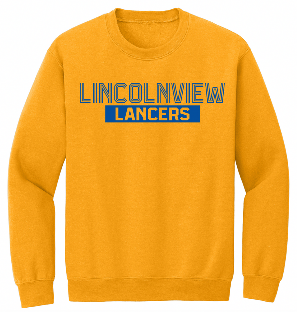 Lincolnview Striped Font Youth/Adult Crew
